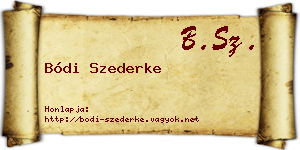 Bódi Szederke névjegykártya